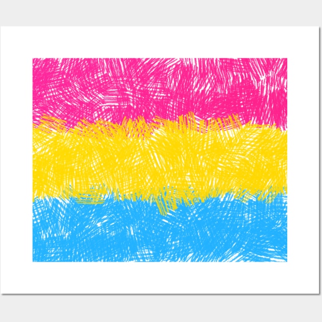 Pansexual Flag in Crosshatch Design Wall Art by PurposelyDesigned